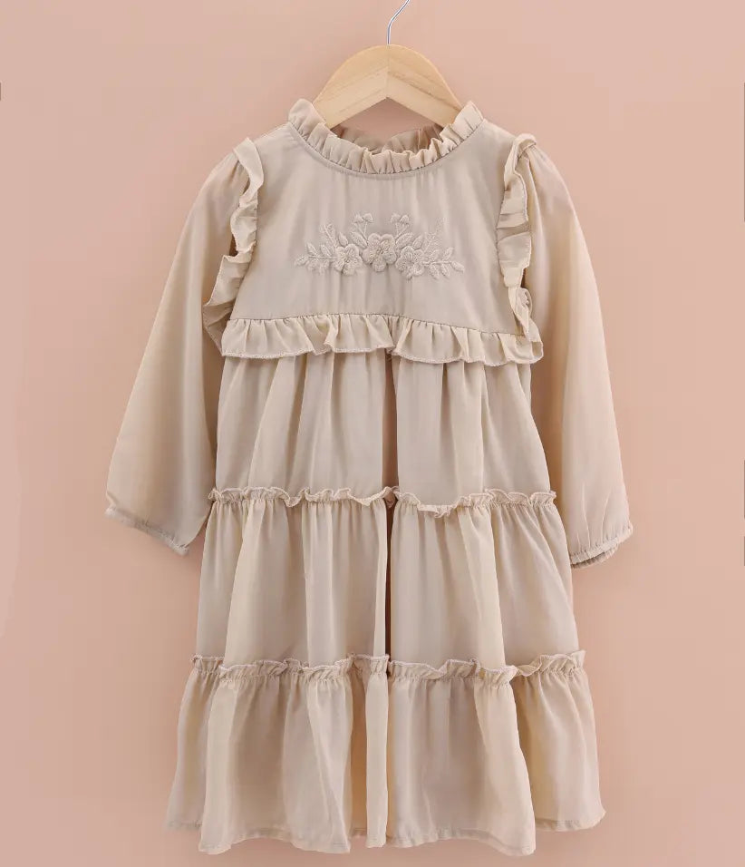 baby girls tiered chiffon dress front view