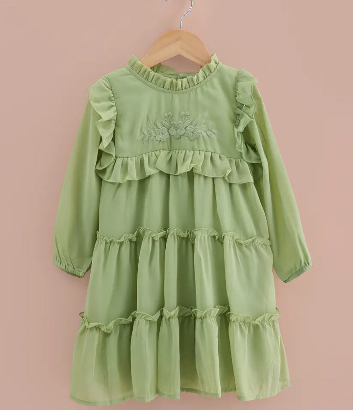 baby girls tiered chiffon dress front view