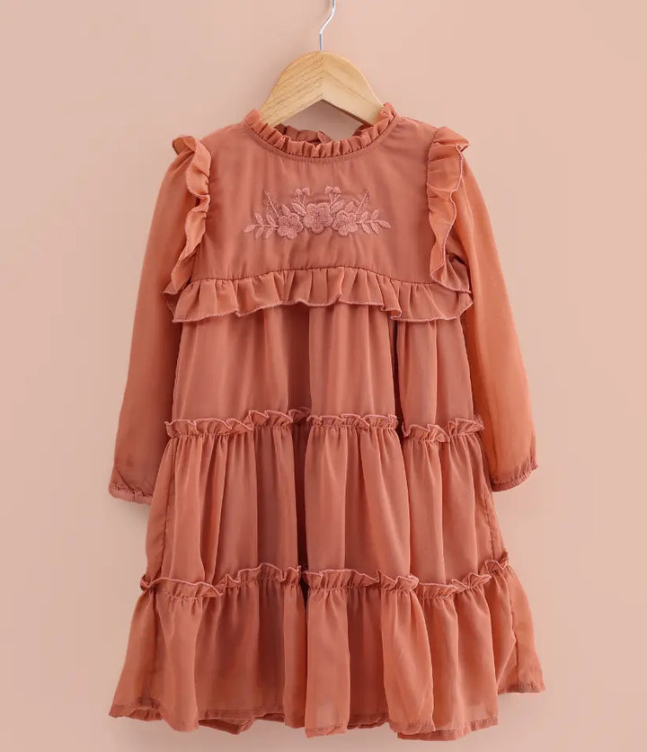 baby girls tiered chiffon dress front view