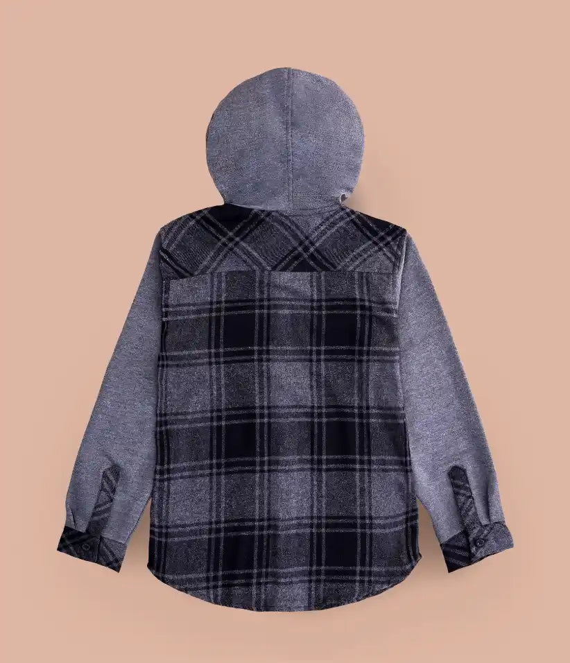 boys plaid flannel hooded shirt jacket 3-8 years back view