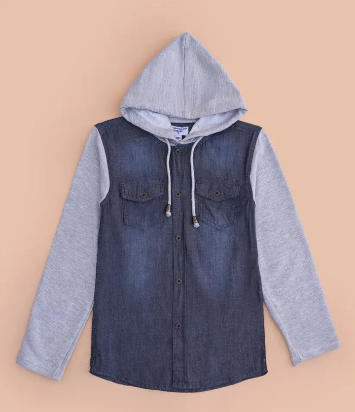 boys hooded shirt jacket 3-8 years front view