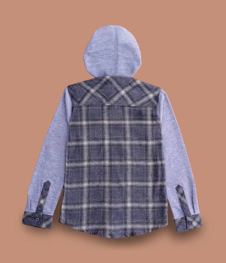 boys plaid flannel hooded shirt jacket 3-8 years back view