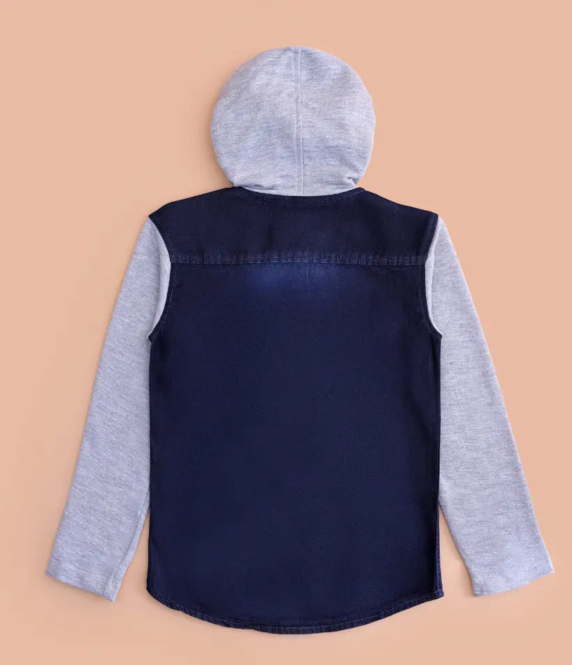boys hooded shirt jacket 3-8 years back view