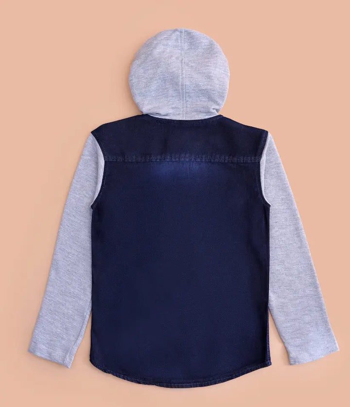 boys hooded shirt jacket 3-8 years back view