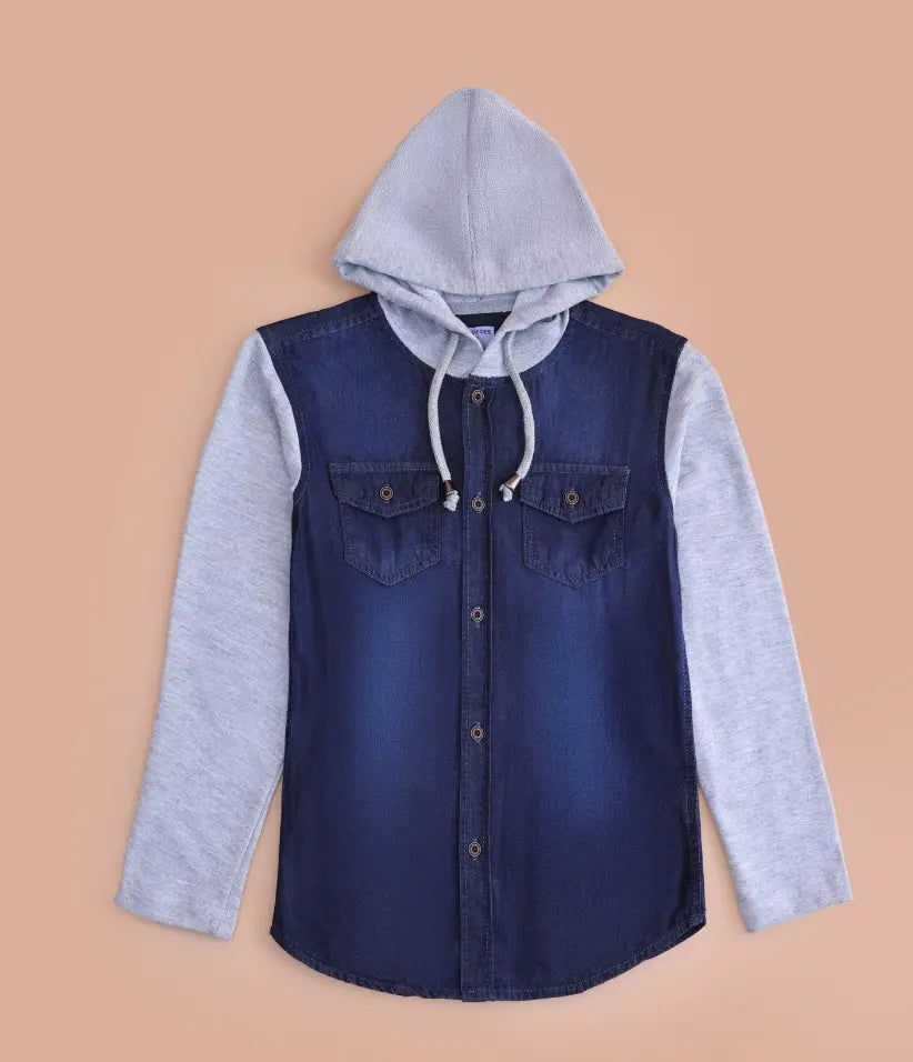boys hooded shirt jacket 3-8 years front view#color_indigo-denim