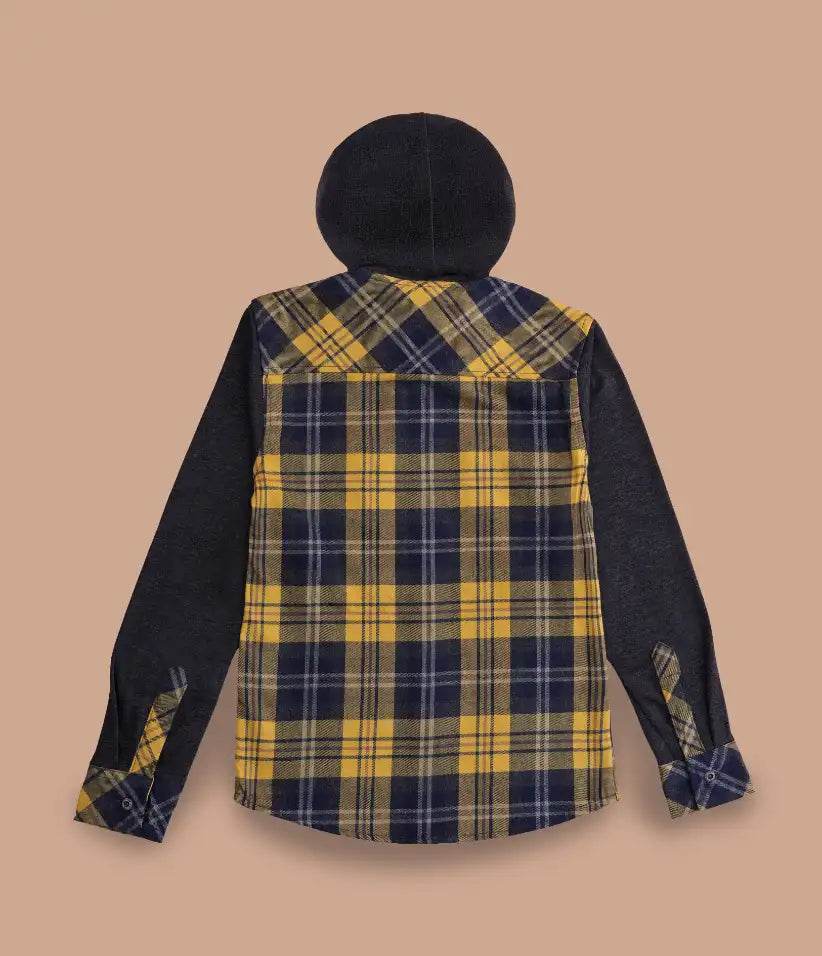 boys plaid flannel hooded shirt jacket 3-8 years back view