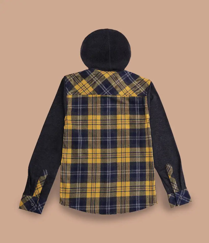 boys plaid flannel hooded shirt jacket 3-8 years back view