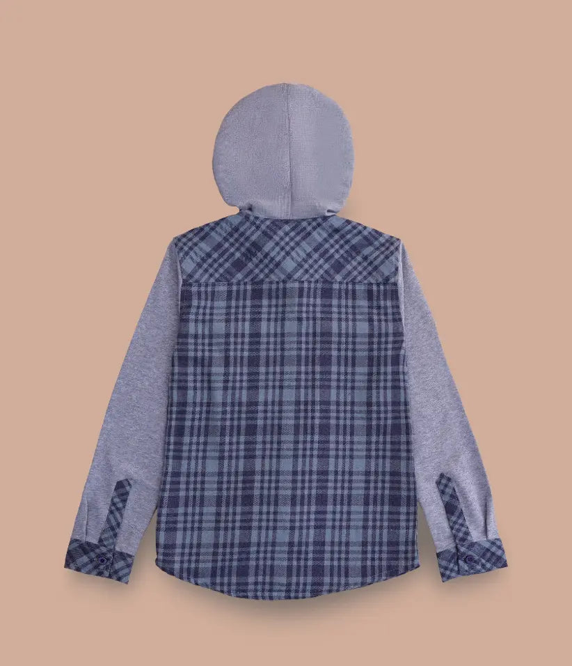 boys plaid flannel hooded shirt jacket 3-8 years back view