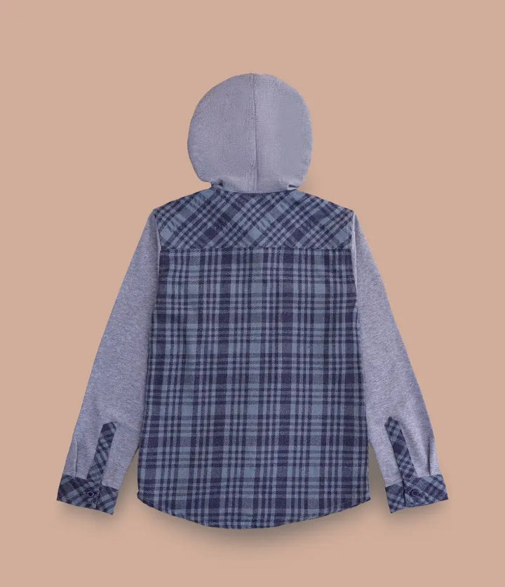 boys plaid flannel hooded shirt jacket 3-8 years back view