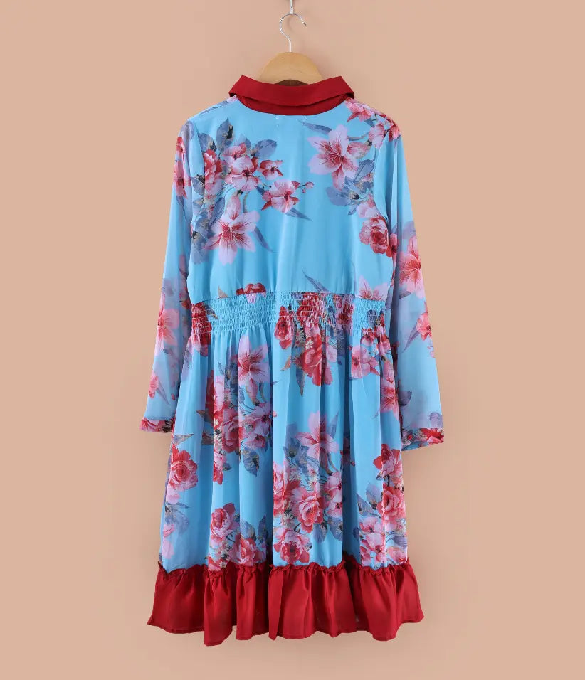 girls chiffon smocked dress back view