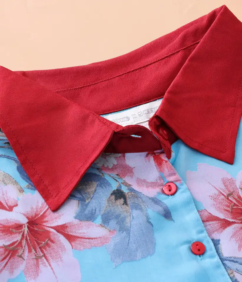 girls chiffon smocked dress collar