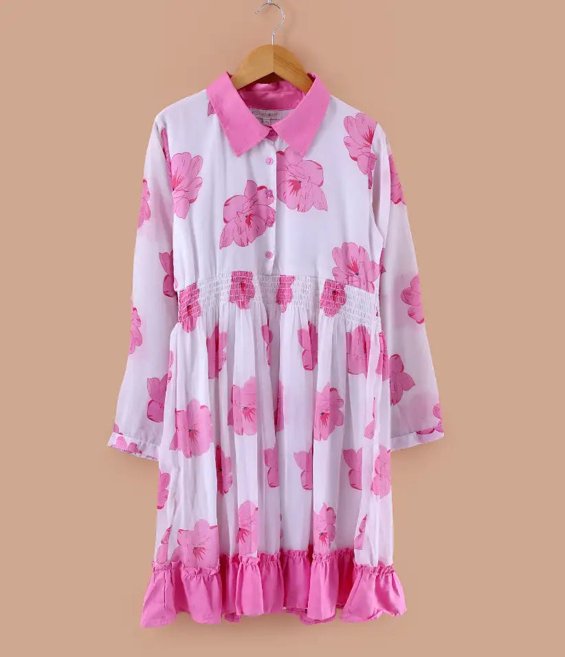 girls chiffon smocked dress front