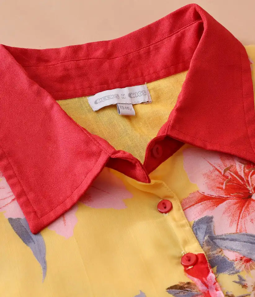 girls chiffon smocked dress collar