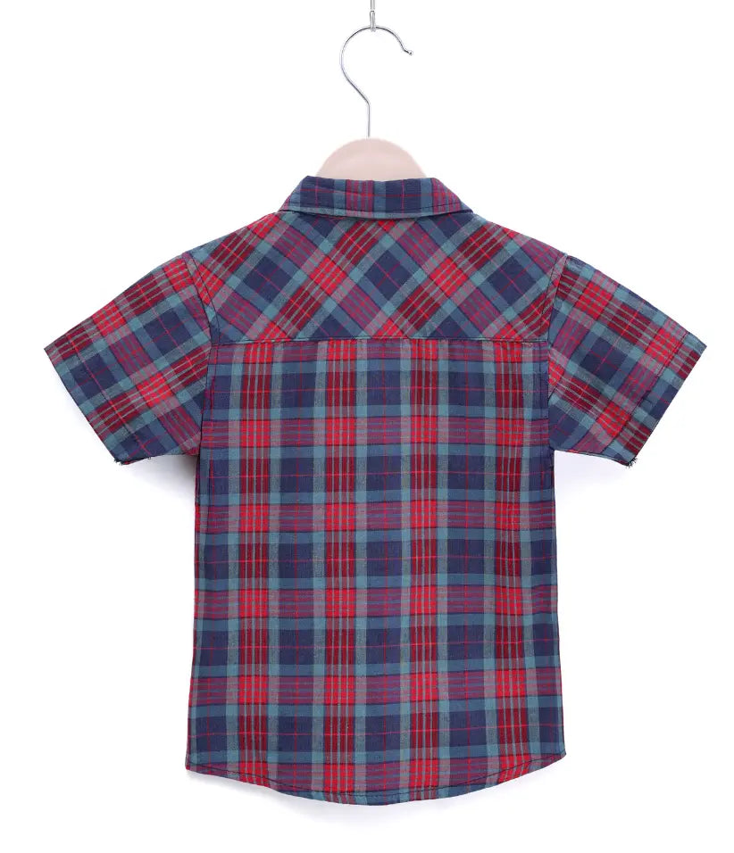 plaid cotton shirt#color_red-navy