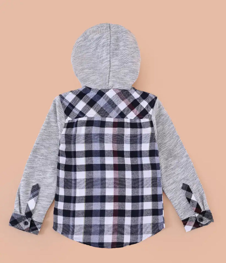toddler baby boys plaid flannel hooded shirt jacket 6-36 months back view