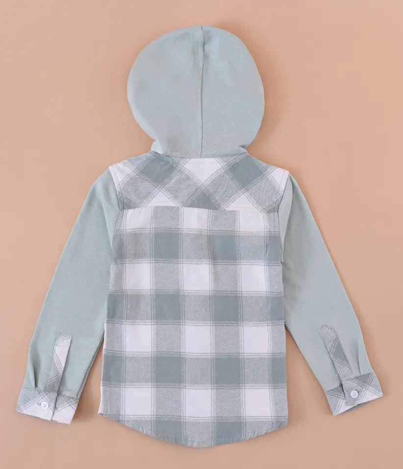 toddler baby boys plaid flannel hooded shirt jacket 6-36 months back view