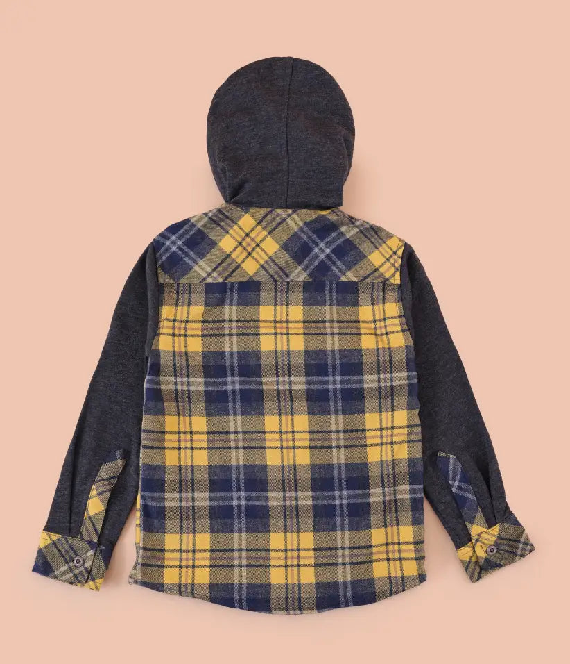 toddler baby boys plaid flannel hooded shirt jacket 6-36 months back view