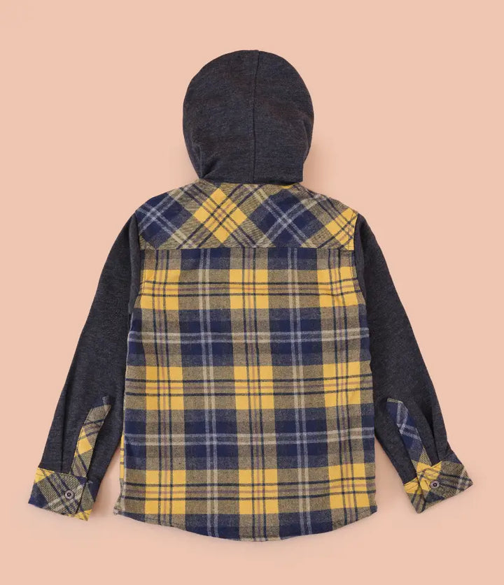 toddler baby boys plaid flannel hooded shirt jacket 6-36 months back view