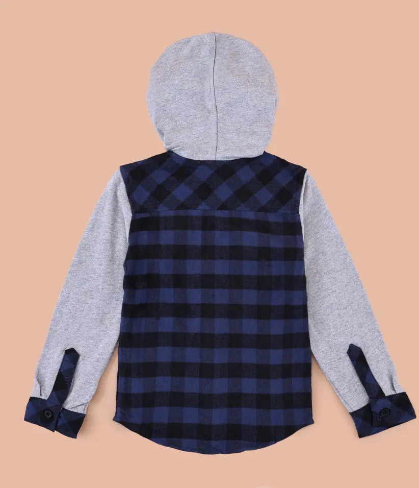 toddler baby boys plaid flannel hooded shirt jacket 6-36 months back view