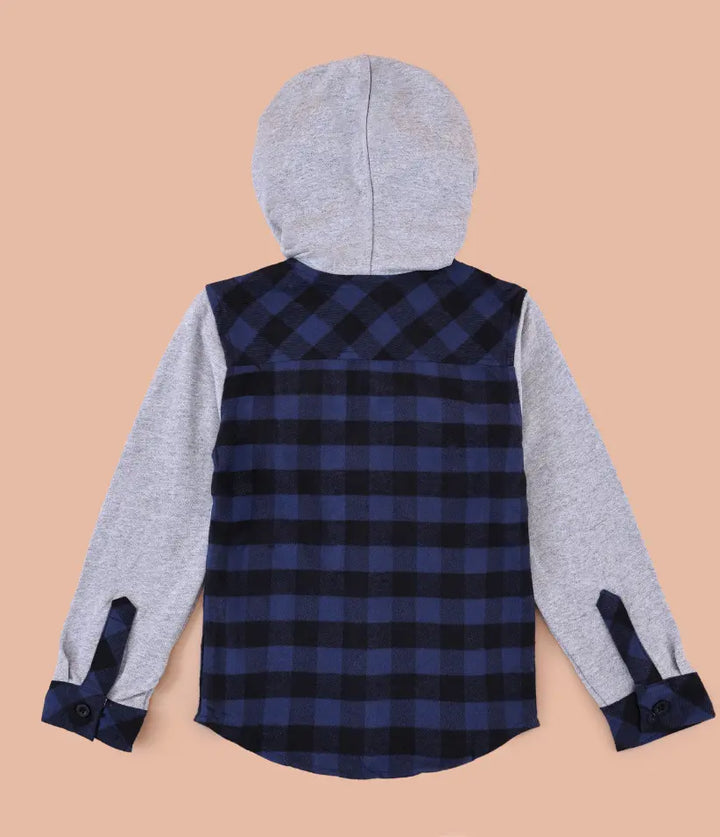 toddler baby boys plaid flannel hooded shirt jacket 6-36 months back view