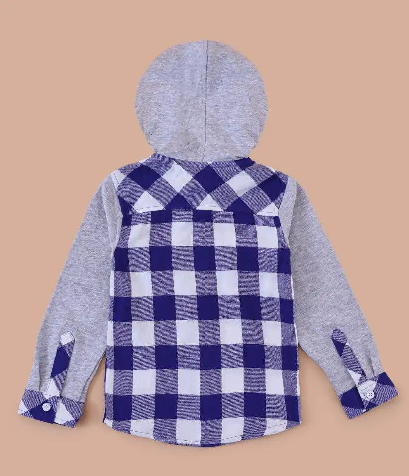 toddler baby boys plaid flannel hooded shirt jacket 6-36 months back view