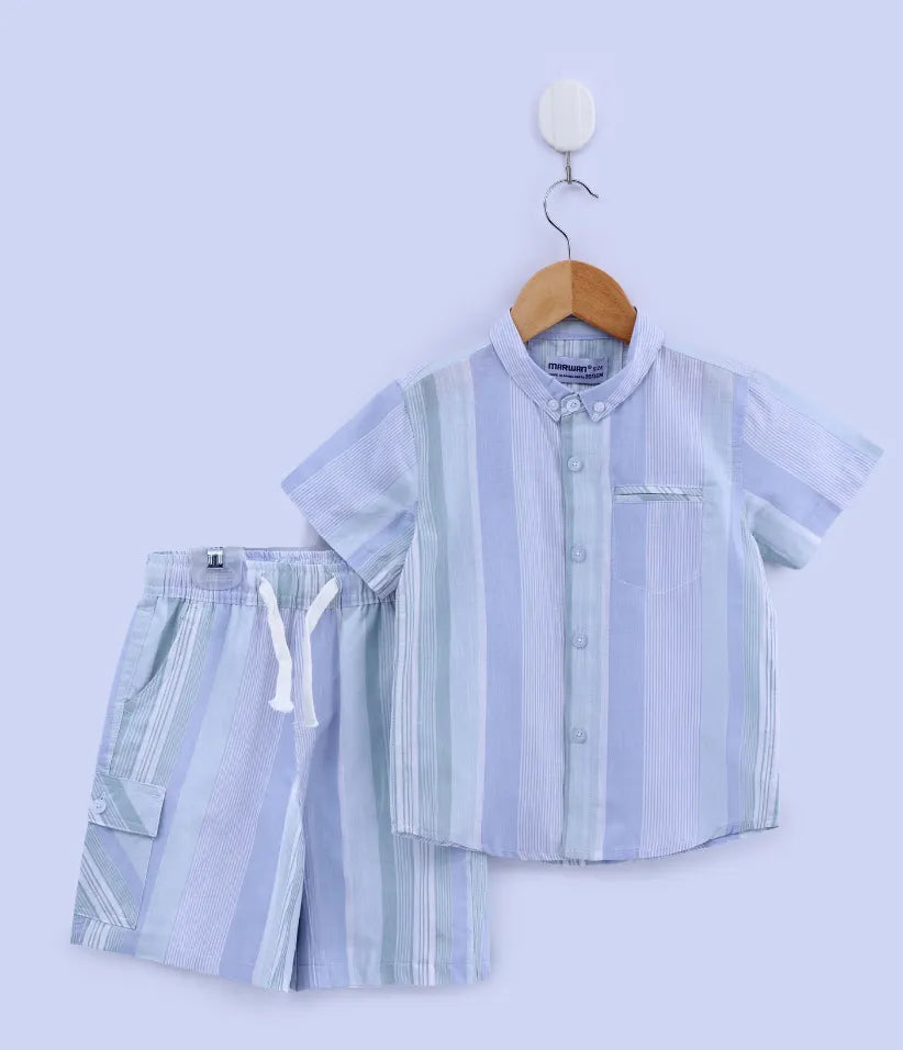 baby boys striped cotton co-ord set 6-36 months