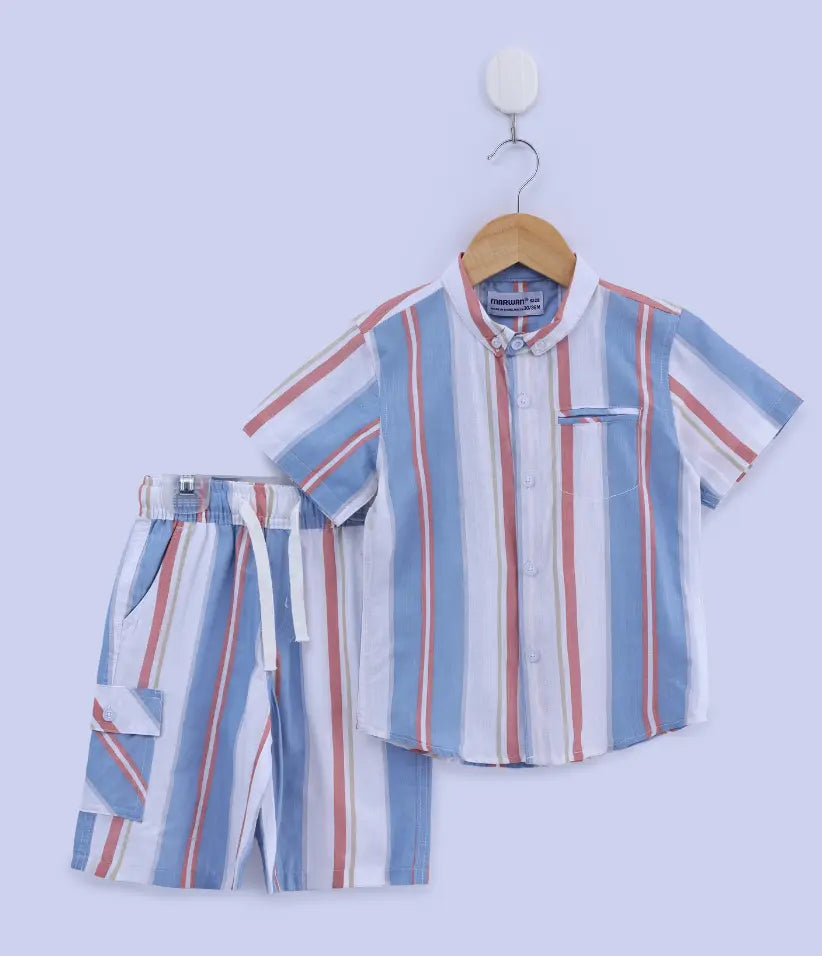 baby boys striped cotton co-ord set 6-36 months