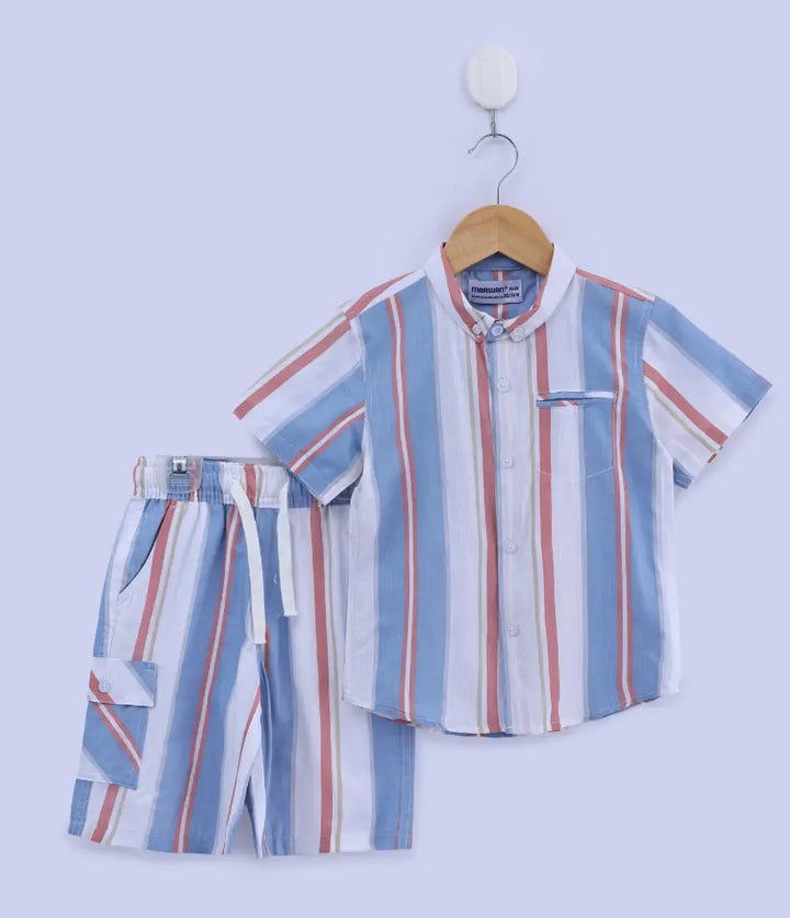 baby boys striped cotton co-ord set 6-36 months