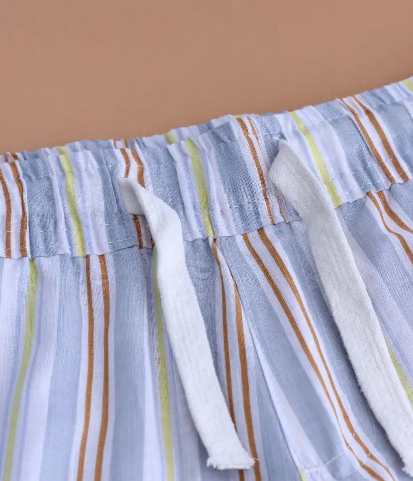 baby boys striped cotton co-ord set 6-36 months shorts view