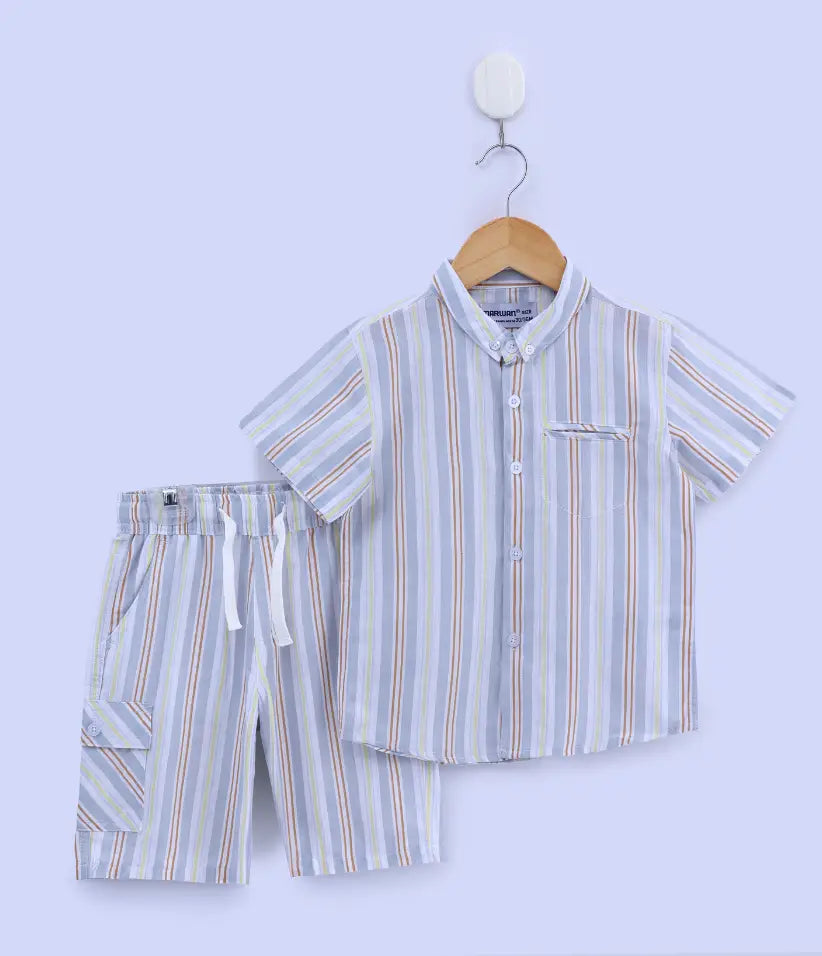 baby boys striped cotton co-ord set 6-36 months