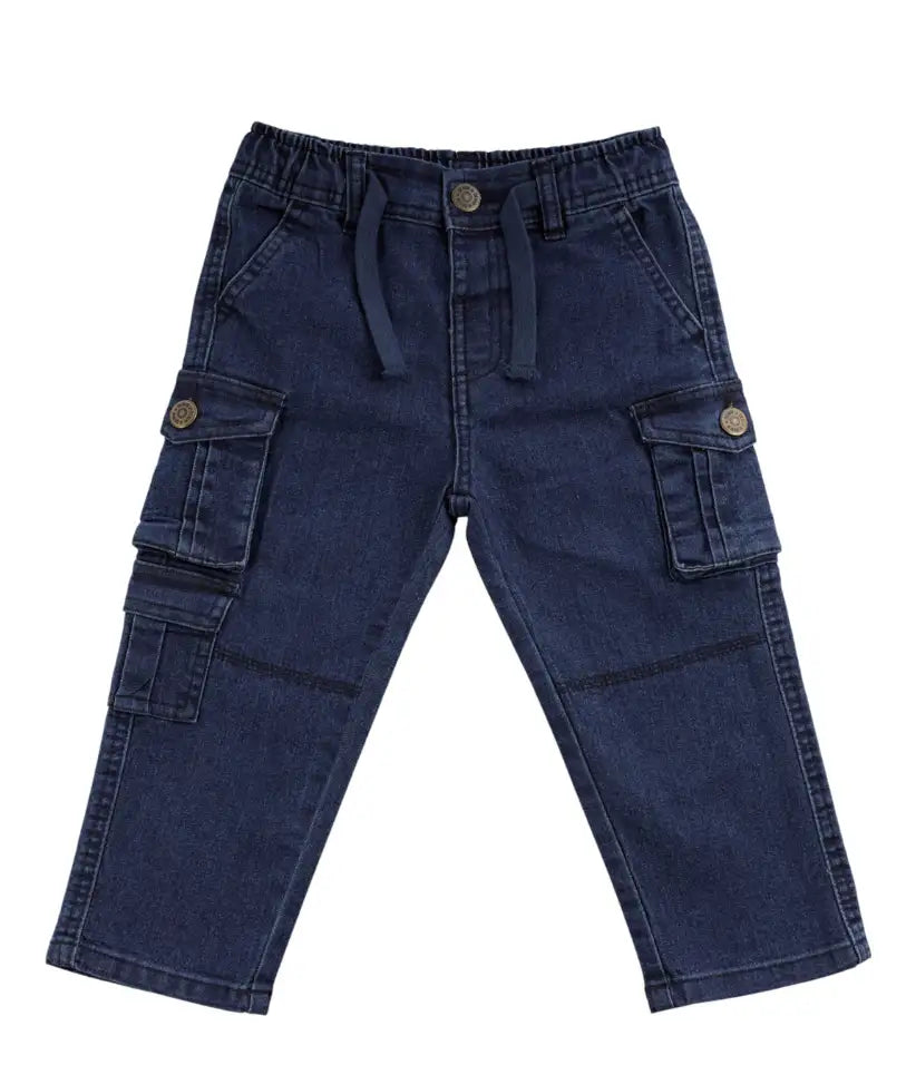 baby boys cargo jeans 6-36 months front view#color_dark-blue