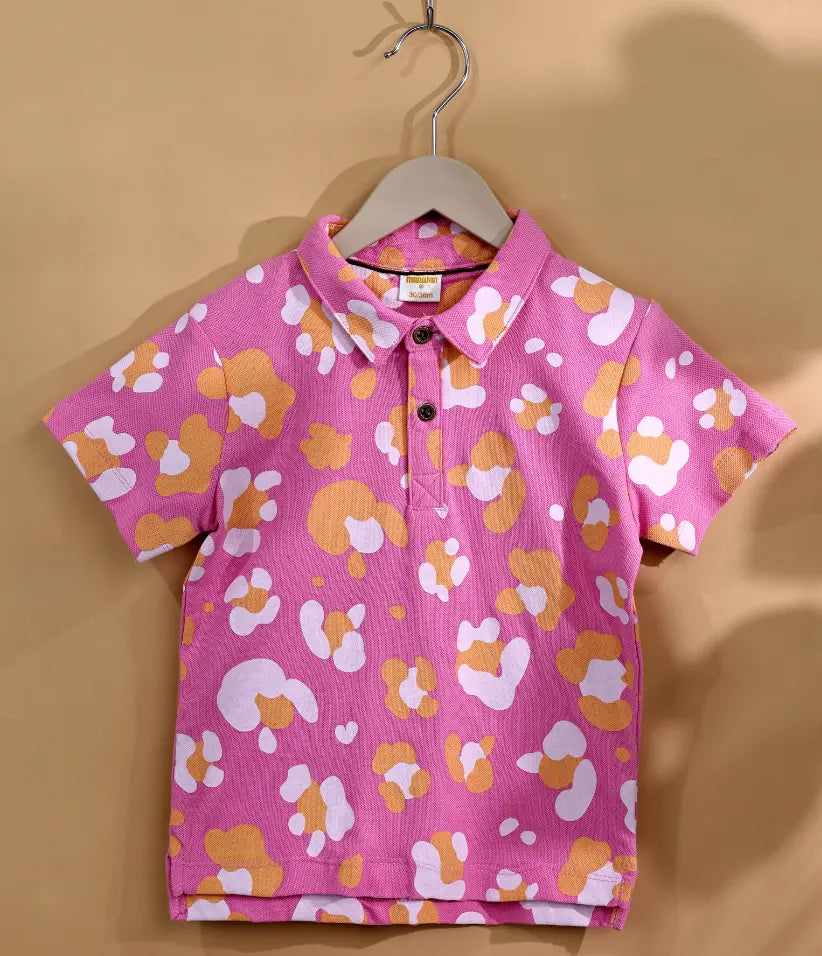 baby boys camo printed polo front view