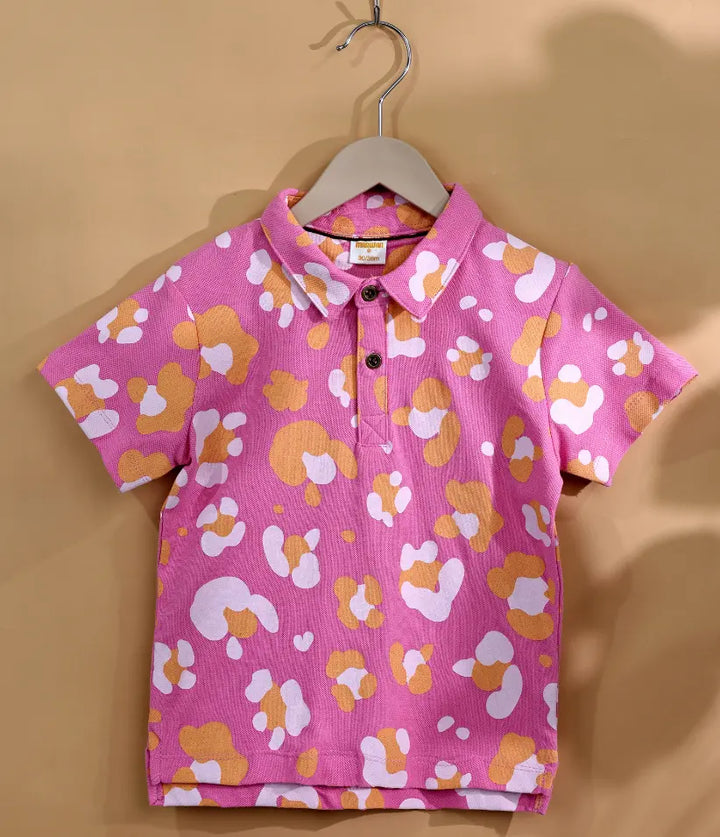 baby boys camo printed polo front view