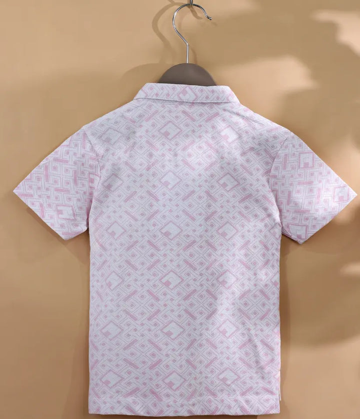 baby boys diamond printed polo front view