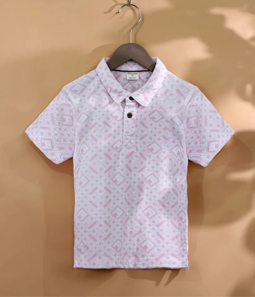 baby boys diamond printed polo front view