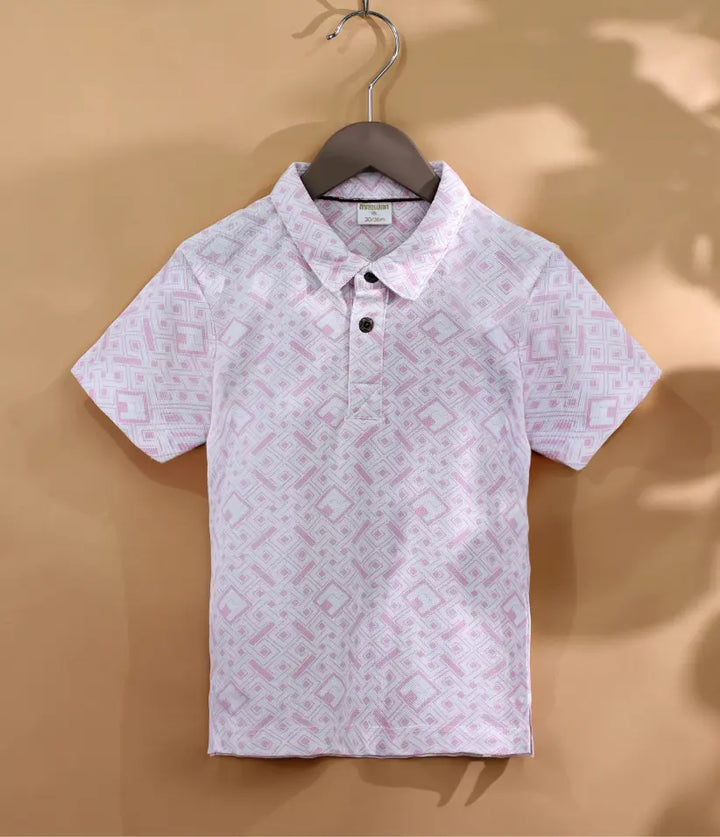 baby boys diamond printed polo front view