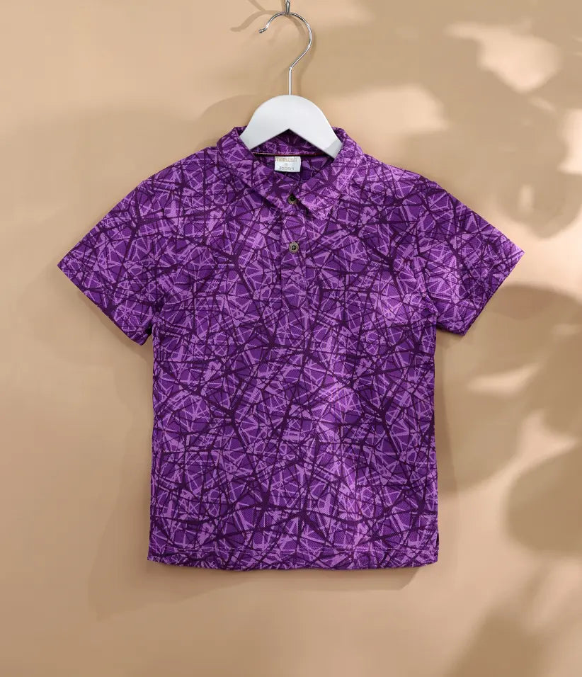 baby boys mosaic printed polo front view