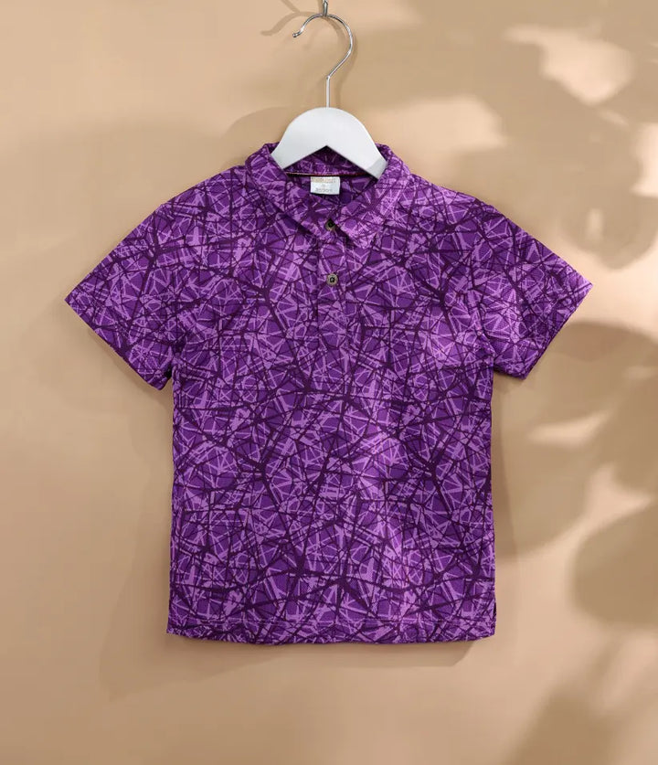 baby boys mosaic printed polo front view