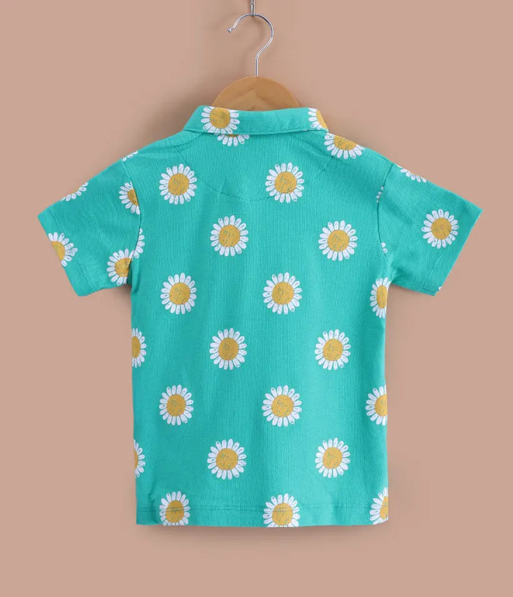 baby boys daisy printed polo back view