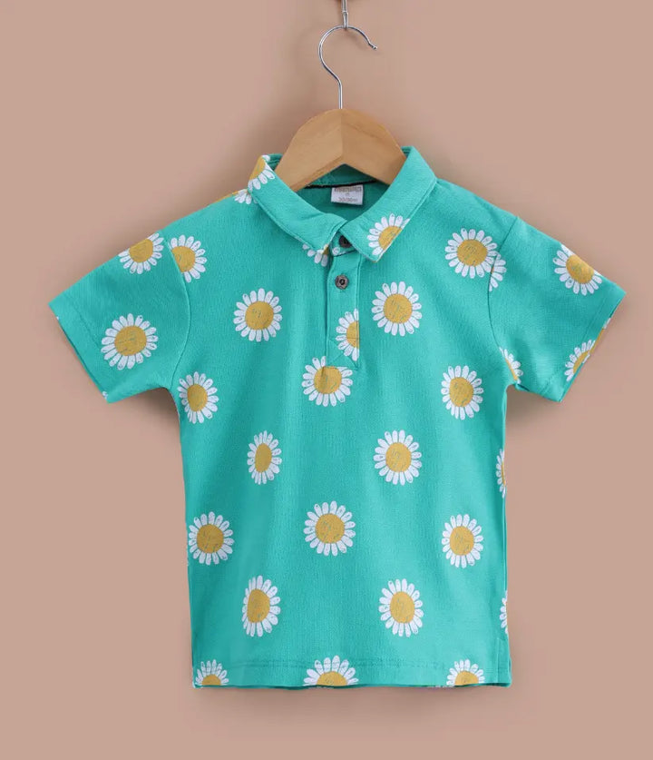 baby boys daisy printed polo