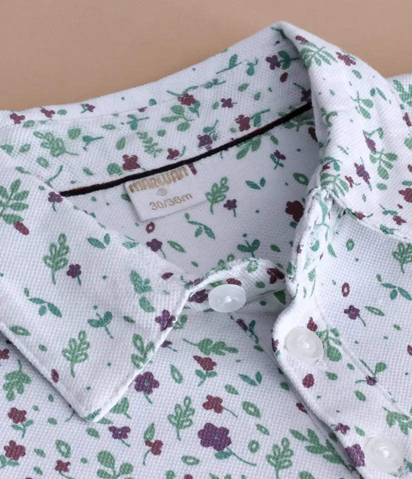 baby boys floral printed polo