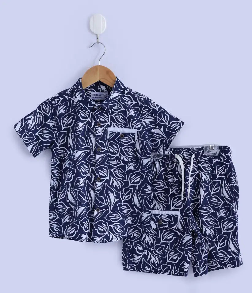 baby boys cotton hawaiian shirt and shorts set 6-36 months