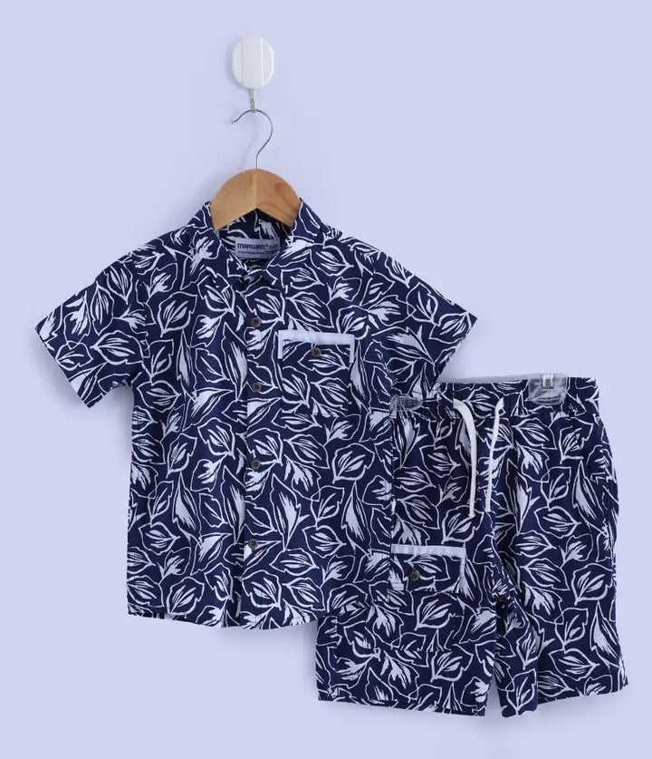baby boys cotton hawaiian shirt and shorts set 6-36 months
