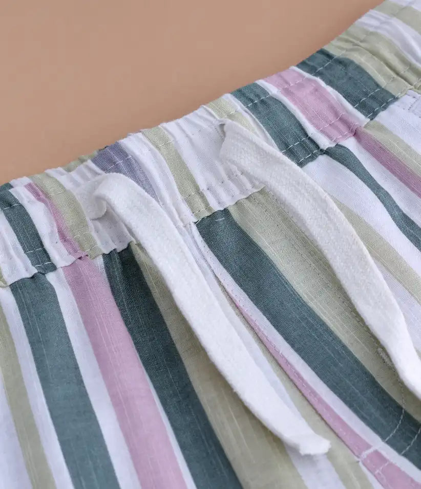 baby boys striped cotton co-ord set 6-36 months shorts view