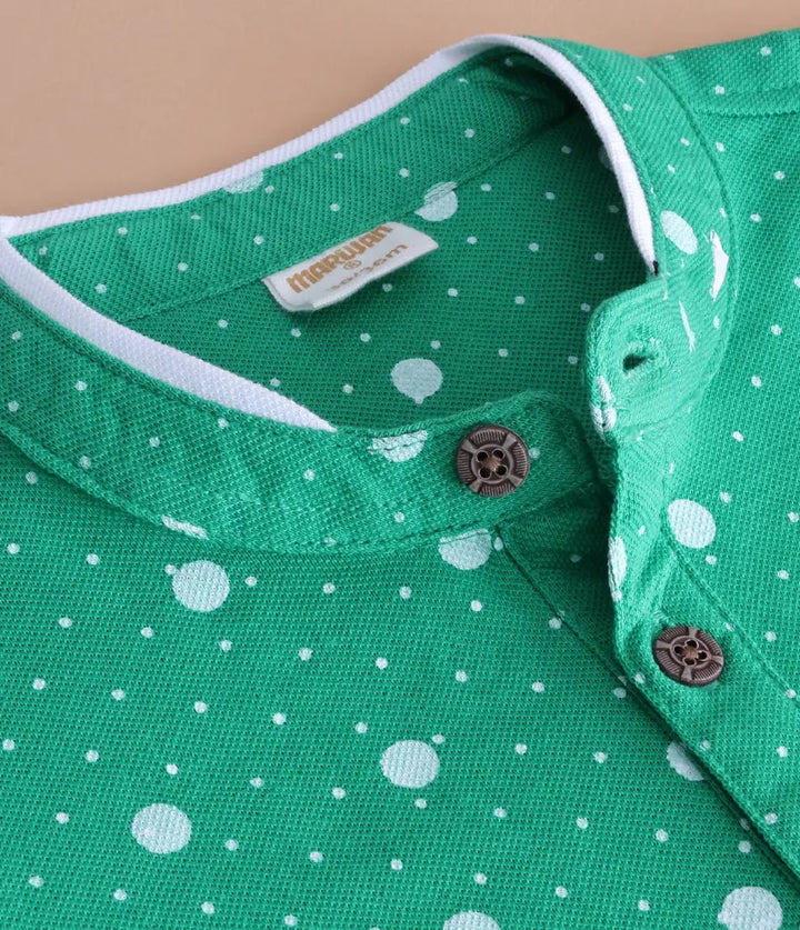 baby-boys-green-polka-dot-mandarin-collar-polo-shirt-6-36 months-collar