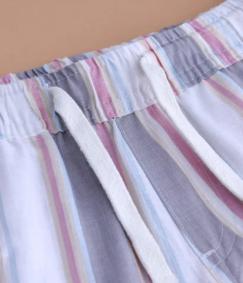 baby boys striped cotton co-ord set 6-36 months shorts view