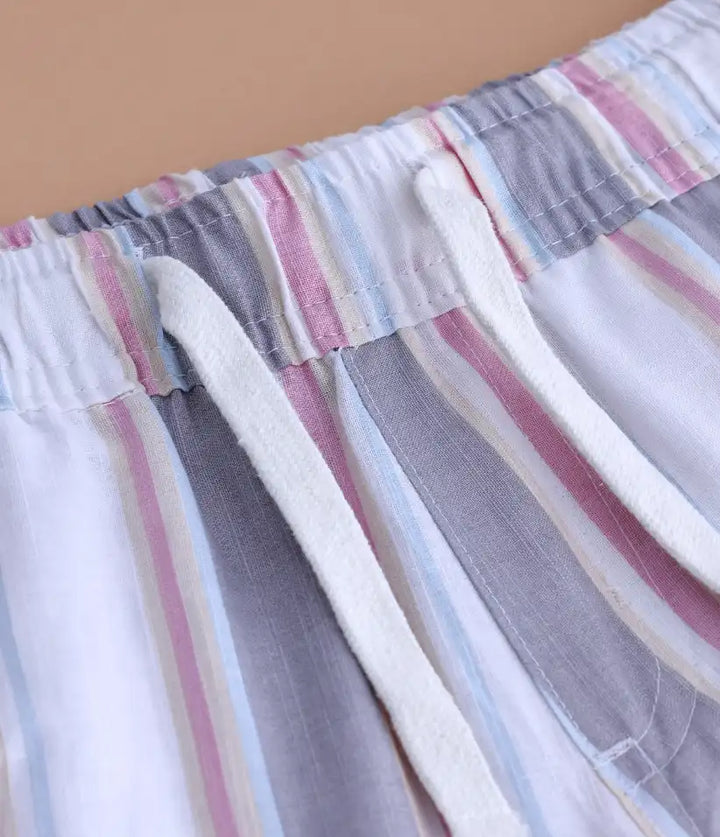 baby boys striped cotton co-ord set 6-36 months shorts view