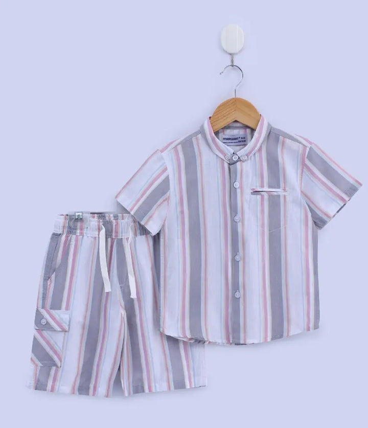baby boys striped cotton co-ord set 6-36 months