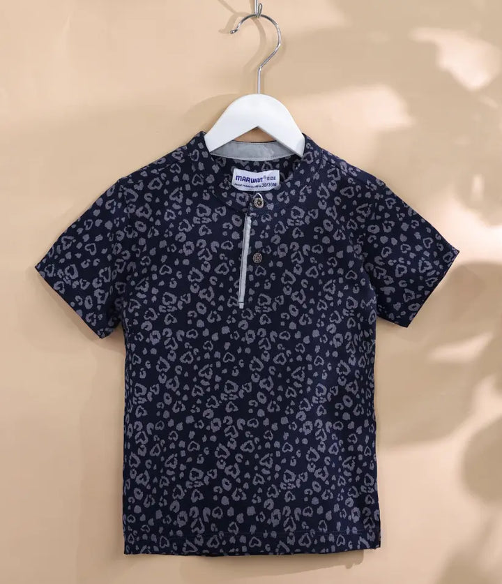 baby-boys-navy-blue-heart-printed-mandarin-collar-polo-print-6-36 months-front-view