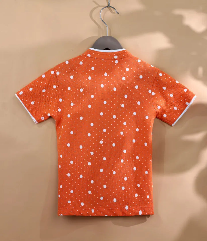 baby-boys-orange-polka-dot-mandarin-collar-polo-shirt-6-36 months-back-view